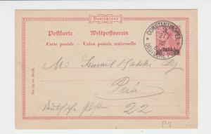 GERMAN OFFICES TURKEY 1902 20pa CARD TO PERA (SEE BELOW)