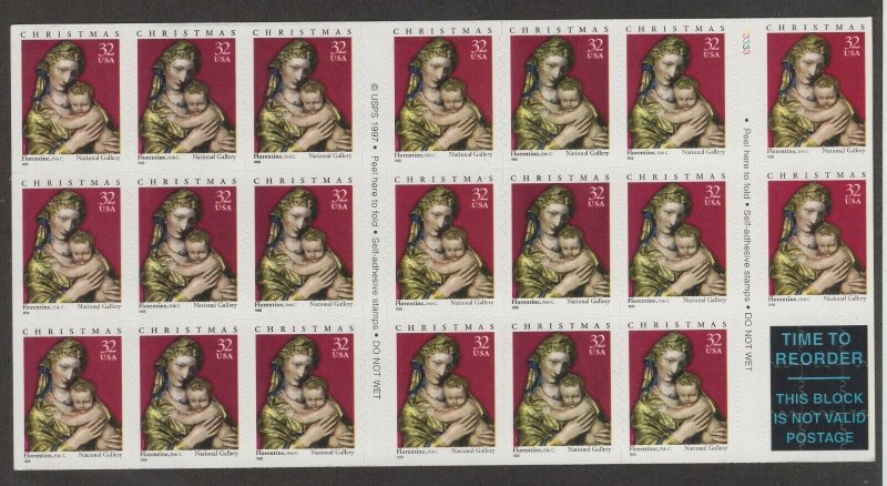 Scott 3244A - Madonna & Child Booklet Of 20. Self Adhesive.  #02 3244Ab20
