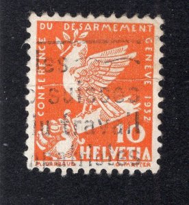 Switzerland 1932 10c orange Dove, Scott 211 used, value = 75c