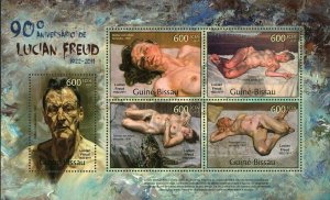 Lucian Freud Stamp Paintings Art Painter Souvenir Sheet MNH #5822-5826