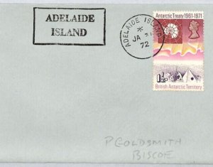 BRITISH ANTARCTIC TERRITORY Cover *ADELAIDE ISLAND* Cachet 1972 Survey Ship ZK83