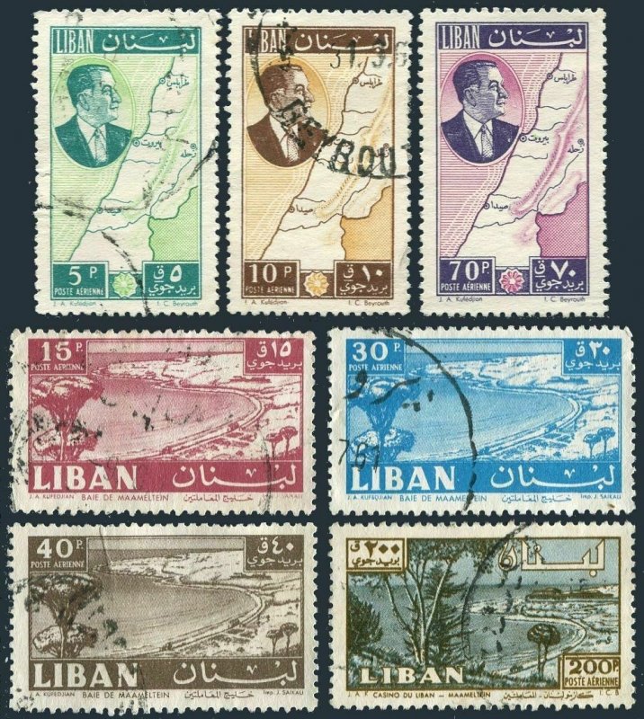 Lebanon C296-C302,used.Mi 704-707,715-717. President Chehab,Map,Casino.1961.