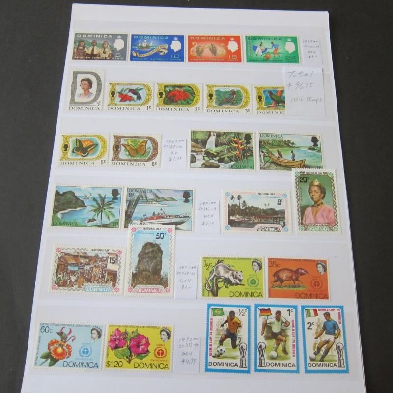 Dominica modern sets 104 stamps All MNH - Offer