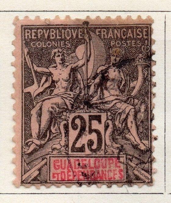 Guadeloupe 1892 Early Issue Fine Used 25c. Optd 077251