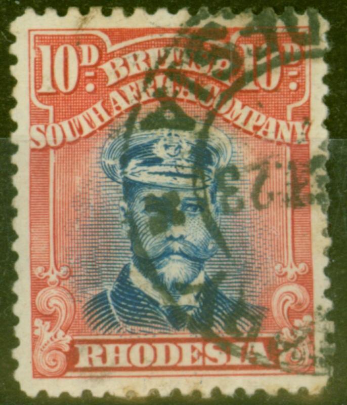 Rhodesia 1919 10d Blue & Red SG270 Die III Good Used