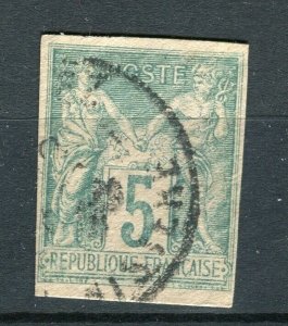 FRENCH COLONIES; 1880s early P & C issue Imperf used 5c. Piece + postmark