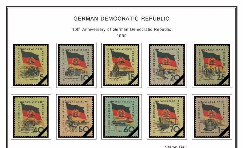 GERMANY [EAST-DDR] STAMP ALBUM PAGES 1949-1990 (334 color illustrated pages)