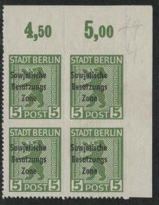 DDR under russian occupation Scott # 10NB22a, mint nh, b/4