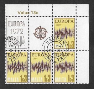 SD)1972 MALTA  EUROPE ISSUE CEPT, COMMUNICATIONS, MINISHEET OF 4 STAMPS CTO