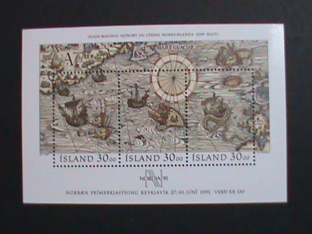 ICELAND-1989-SC#681 NODIA'91- STAMP SHOW- WORLD STAMP DAY MNH S/S-VERY FINE