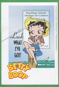 Betty Boop Look what I've Got! Sailing Souvenir Stamp Sheet Comoro Islands E15