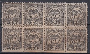 Colombia 1886 Retardo Late Fee Block x 8 MNG. Scott I1