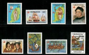 Grenada 1987 - Columbus - Set Of 8 Stamps - Scott #1496-1503 - MNH