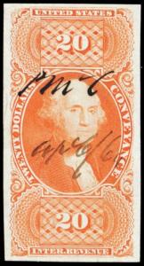 R98a, Superb $20 Conveyance Revenue Stamp Cat $175.00 - Stuart Katz