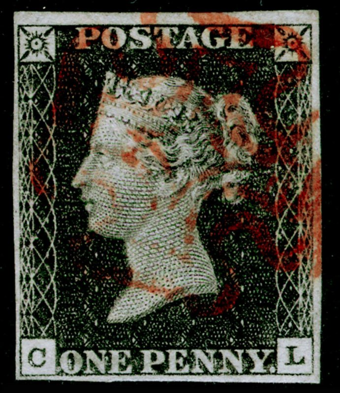 SG3, 1d grey-black PLATE 3, FINE USED. Cat £525+ RED MX. CL 