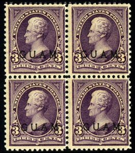 United States Possessions, Guam #3 Cat$830+ (for singles), 1899 3c purple, bl...