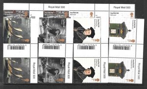 GREAT BRITAIN Sc 3470-5 NH GUTTER PAIRS of 2016 -Sc $36 - POSTAL SERVICE