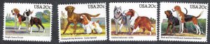 United States #2098-2101 20¢ Dogs (1984). Four singles. MNH