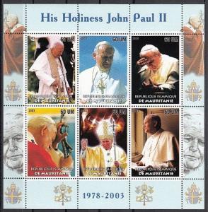 Mauritania, 2003 Cinderella issue. Pope John Paul II sheet. ^