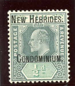 New Hebrides 1908 KEVII ½d green & grey-green superb MNH. SG 4. Sc 1.