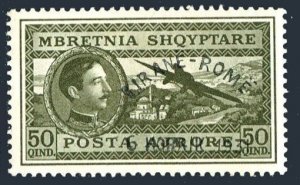 Albania C39,hinged.Mi 238. 1st air flight Tirana-Rome,1931.King Zog overprinted.