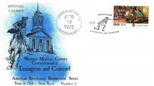 COMMEMORATION LEXINGTON AND CONCORD AMERICAN REVOLUTION CACHET SERIES #3 1975