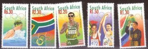 South Africa RSA 2000 MNH Stamps Scott 1160-1164 Sport Olympic Games Flag Medals