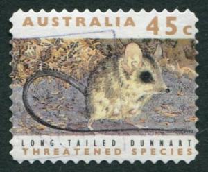 THREATENED SPECIES 1992 - 45c LONG-TAILED DUNNART USED SELF-ADHESIVE