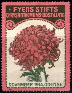 1914 Denmark Poster Stamp Fyens Foundation's Chrysanthemums Exhibition O...