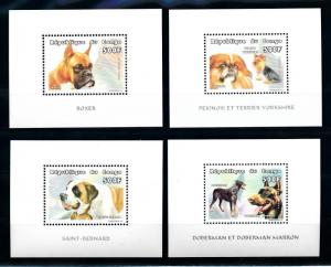 [75741] Congo Brazzaville 1999 Pets Dogs 4 Perf. Deluxe Sheets MNH