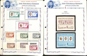 Yemen Stamp Collection on 20 White Ace Pages, John Kennedy Lot D