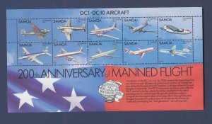 SAMOA - Scott 591 - MNH S/S -  AIrplanes - DC1-DC10 - 1983