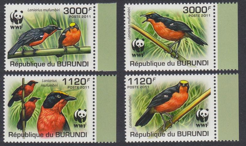 Burundi Birds WWF Papyrus Gonolek set of 4 1st print dark SALE BELOW FACE VALUE