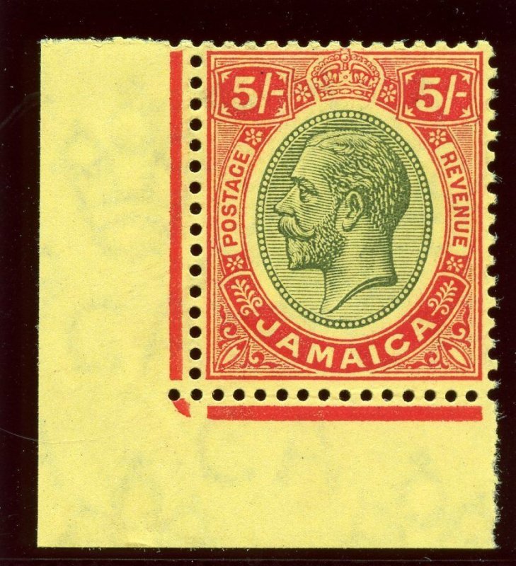 Jamaica 1919 KGV 5s green & red/yellow superb MNH SG 67. Sc 70.