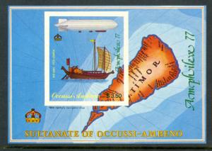 TIMOR Sultanate of Occussi-Ambeno 1977 MAP SHIP Zeppelin Bogus Issue MNH