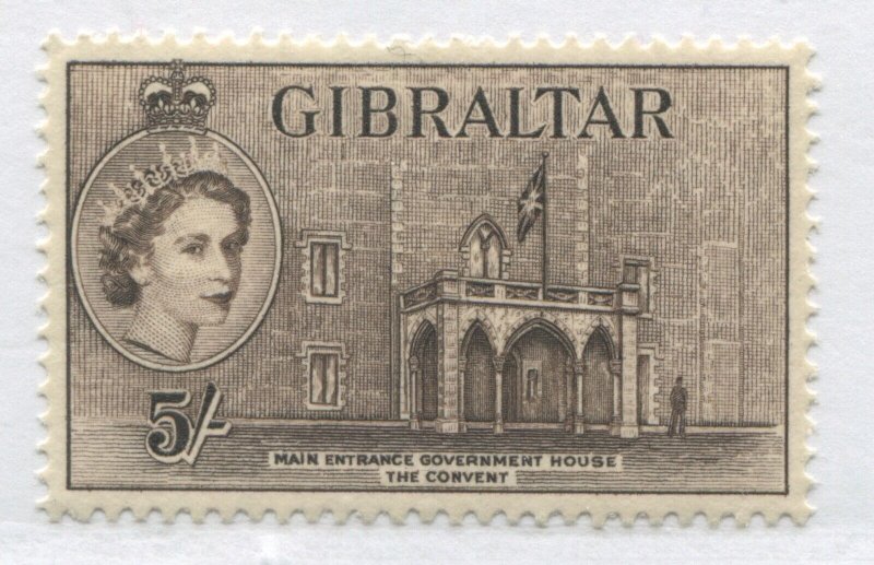 Gibraltar QEII 1953 5/ mint o.g. hinged