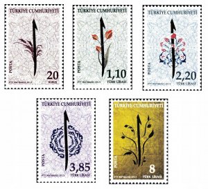 Turkey 2013 MNH Stamps Scott 3327-3331 Flowers Caligraphy