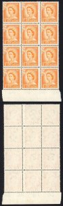 New Zealand SG745 1d Orange Pre-printing paper fold (top left stamp M/M rest U/