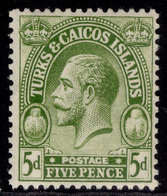 TURKS & CAICOS ISLANDS GV SG170, 5d sage-green, M MINT.