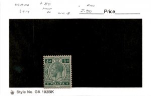 Malta, Postage Stamp, #50 Mint Hinged, 1914 King George