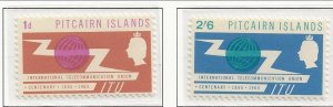 PITCAIRN ISL Sc 52-3 MNH issue of 1965 - ITU