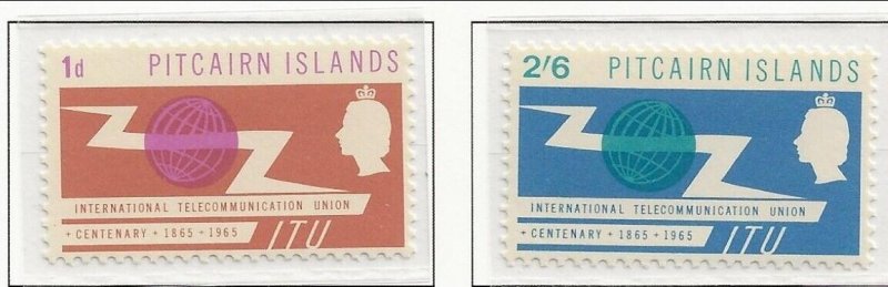 PITCAIRN ISL Sc 52-3 MNH issue of 1965 - ITU