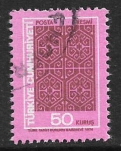 TURKEY 1974 50k Bright Pink and Brown OFFICIAL Sc O134 VFU