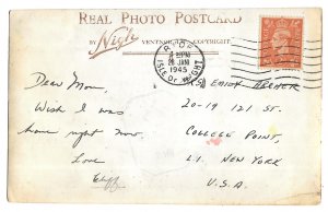 Ryde, Isle of Wight to Long Island NY 1945 Multiview Real Photo Postcard, Censor
