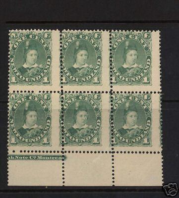 Newfoundland #44 Mint Dramatic Misperf Block Of Six