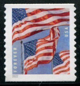 U.S.#5656 U.S. Flags (3) 58c FE Coil Single, MNH.