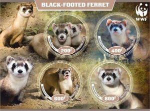 Stamps. Fauna Animals WWF Footed  1+1 sheets perforated 2021 year Rwanda