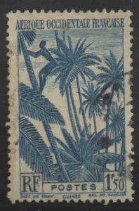 FRENCH West Africa Scott 44 Used coconut Gathering stamp