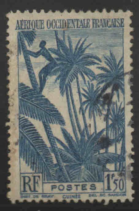 FRENCH West Africa Scott 44 Used coconut Gathering stamp