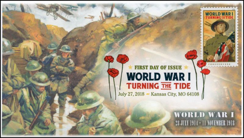 18-210, 2018, World War I, Turning the Tide, DCP, First Day Cover